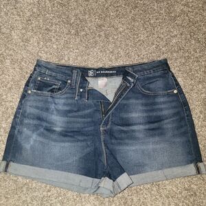 No Boundaries Dark Blue Denim Shorts with Contrast Stitching